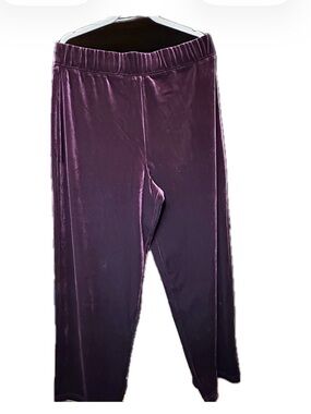 Susan Graver Pull On Velour Pant Burgandy